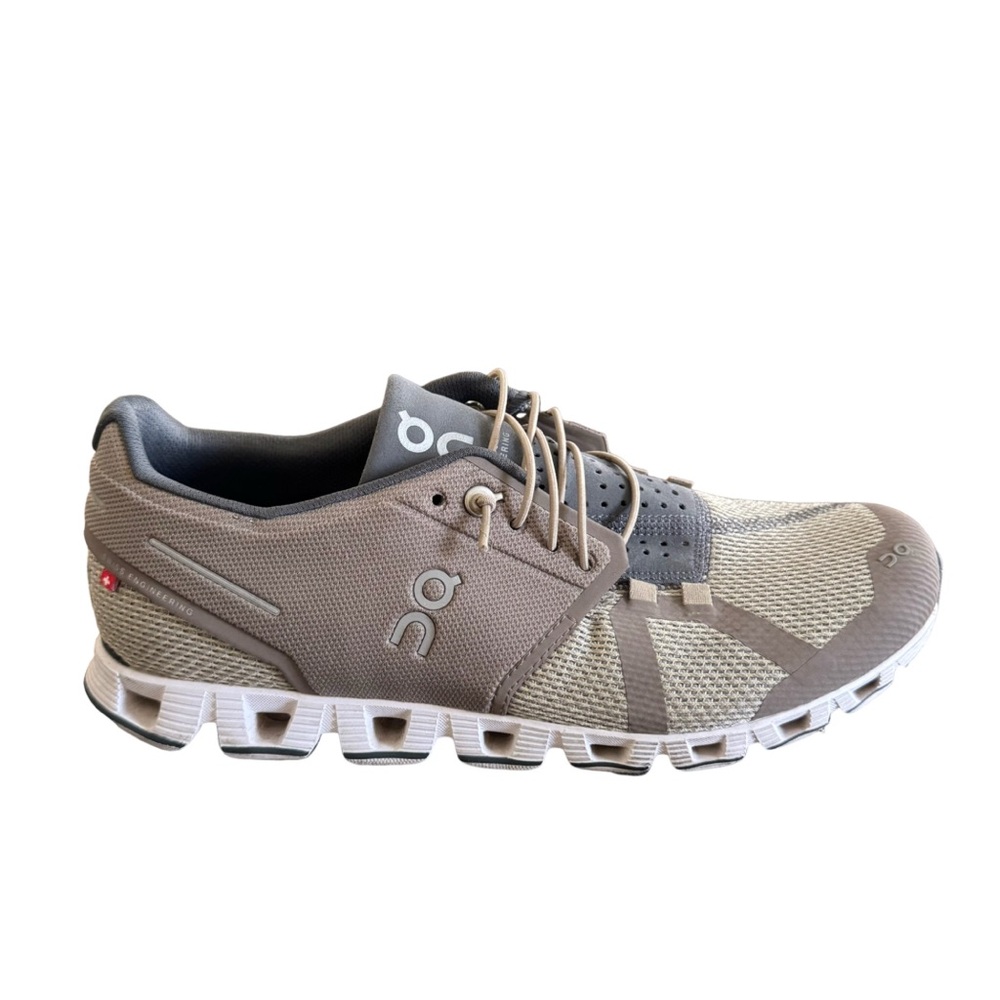 On Running Men's Athletic Shoe in Taupe and Light Gray